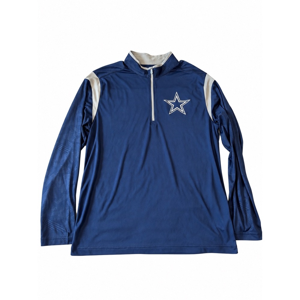 Fanatics Dallas Cowboys Mens Large Navy Blue Quarter Zip Pullover Long Sleeve